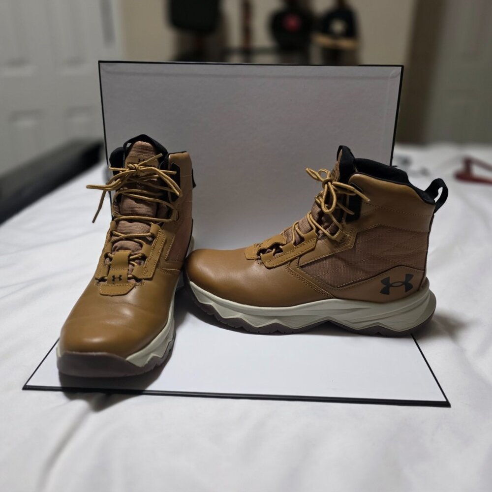 Under Armour Boots Mens Size 10.5 Brown Tactical Combat Leather Outdoor Lace Up - Picture 7 of 9